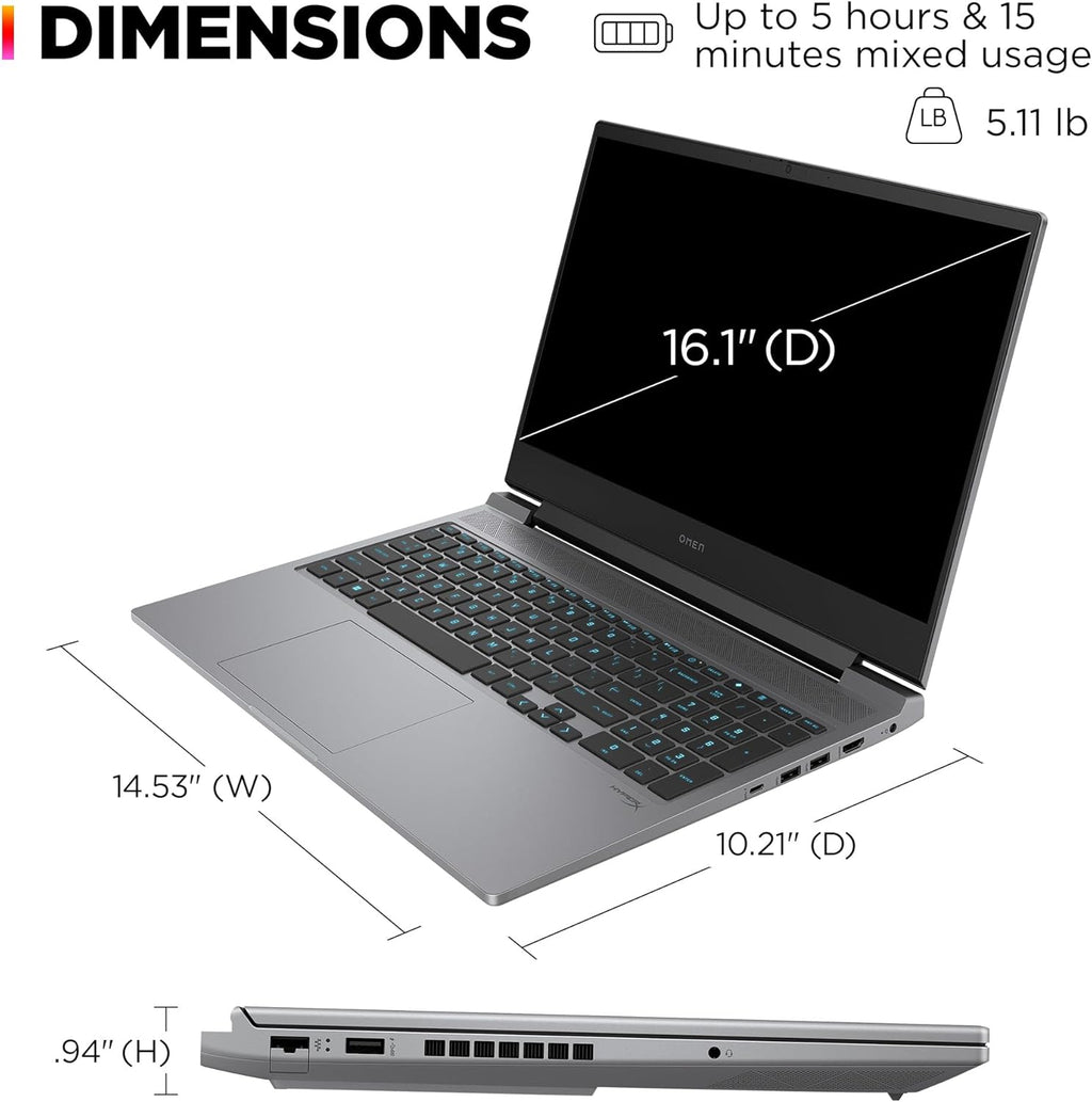 HP OMEN 16 inch Laptop, FHD 144Hz, Core i7, 16GB RAM, 512GB SSD, RTX 4060 Y94062