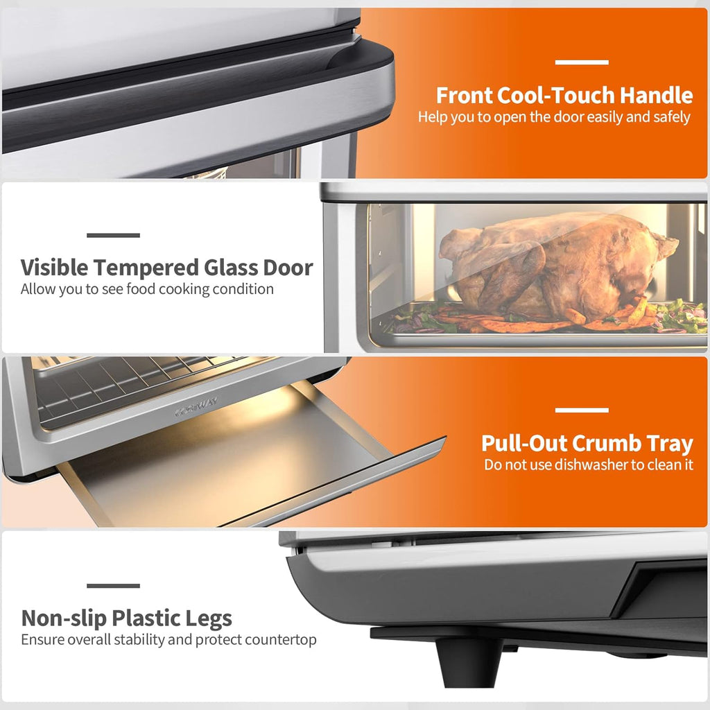 COSTWAY Air Fryer Toaster Oven, 21 QT Combo with 8 Preset Functions, Silver A381788