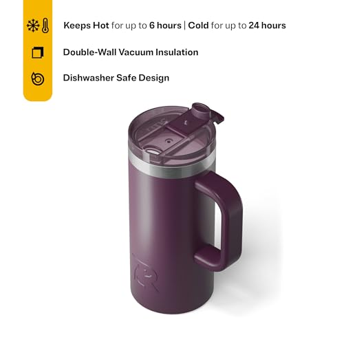 RTIC 20oz Road Trip Travel Mug with Lid and Handle, Insulated Stainless Steel P393441