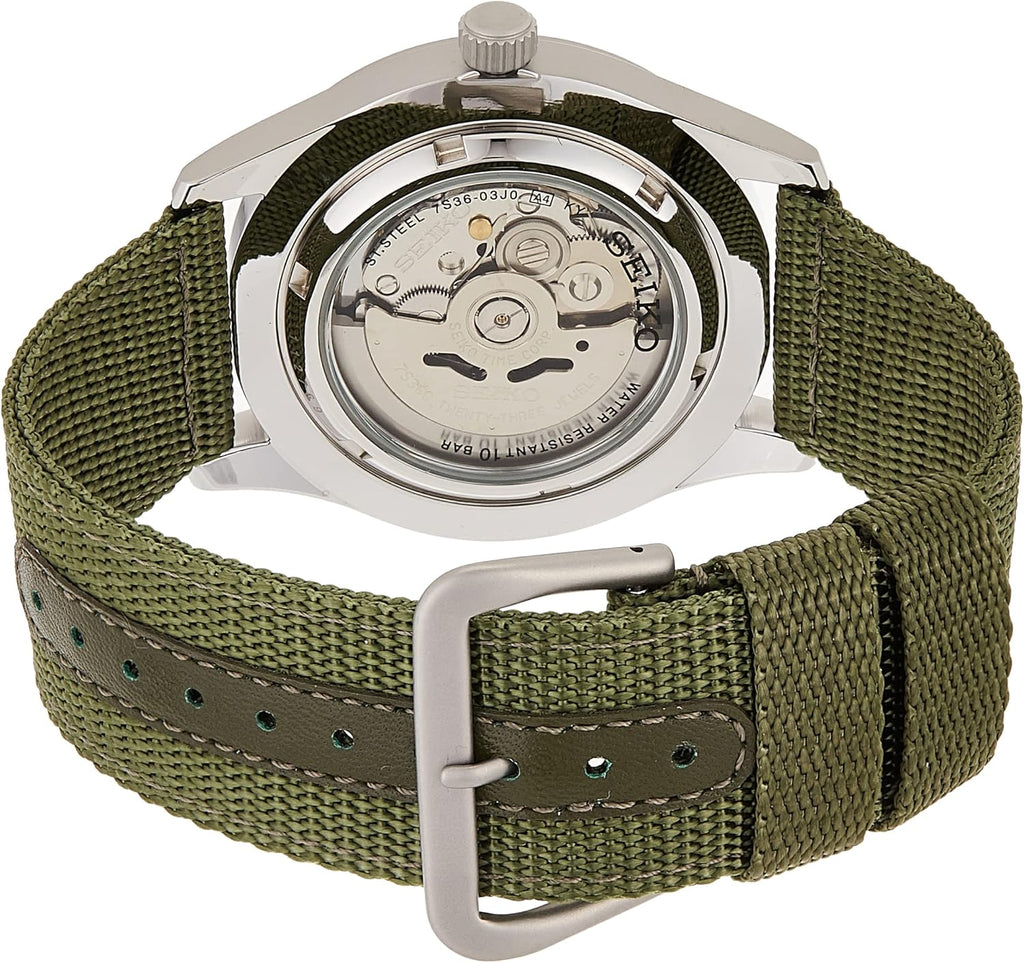 Seiko SNZG09K1 Men's Automatic Watch with Green Fabric Strap, 42mm X1808
