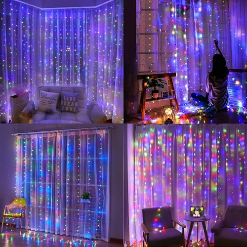 Dazzle Bright 300 LED Curtain Lights, Warm White, Plug in for Bedroom & Outdoor Decor X62406
