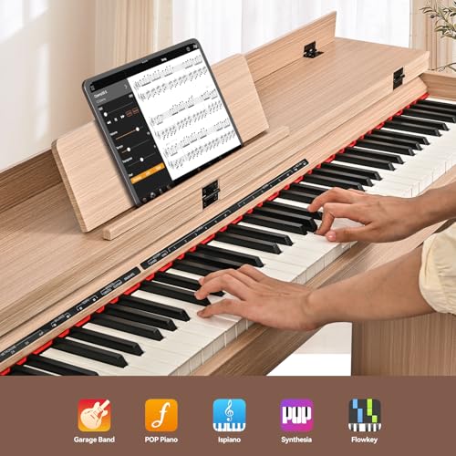 ZHRUNS Digital Piano 88 Key Weighted Keyboard with Sustain Pedal, White M963453