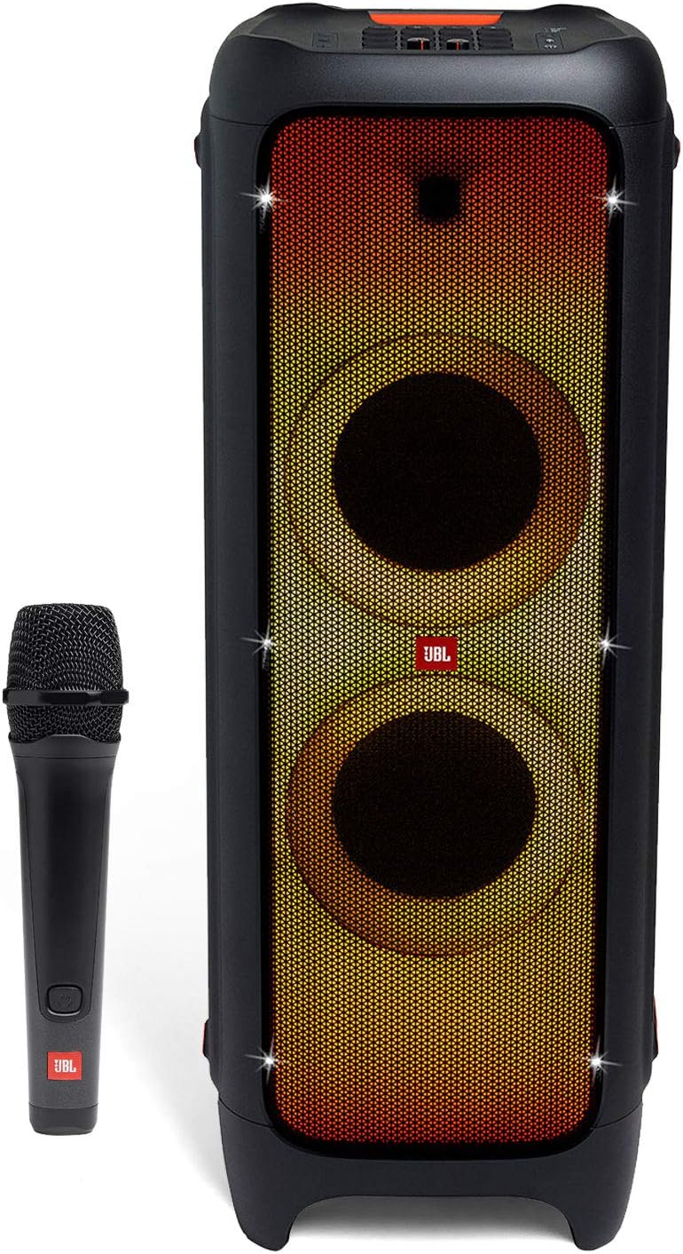 JBL PartyBox 1000 Premium High Power Portable Wireless Bluetooth Audio System Bundle with JBL PMB100 Wired Dynamic Vocal Mic and Cable - Black