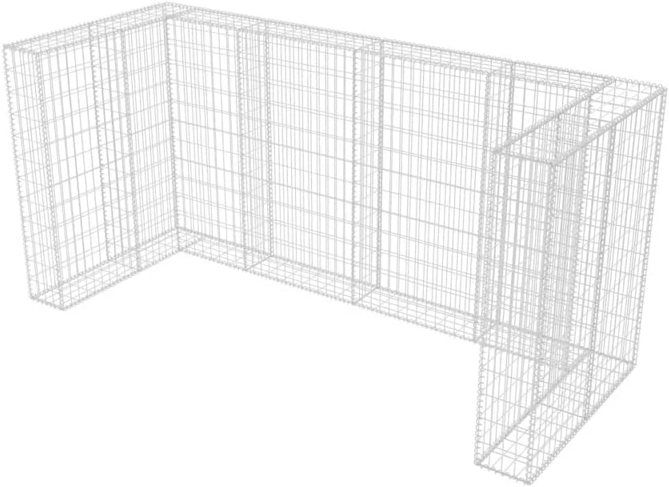 vidaXL Garbage Can Storage, Steel, Outdoor Double Wheelie Bin Enclosure L810136