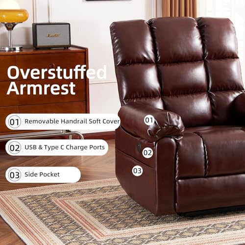 Oversized Power Lift Recliner Chair with Massage and Heat for Elderly, Beige R7985
