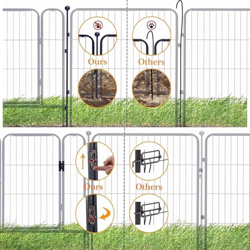 Dog Playpen 32 Inch Heavy Duty Folding Indoor Outdoor Pet Exercise Fence with Door for Large Medium Dogs H857