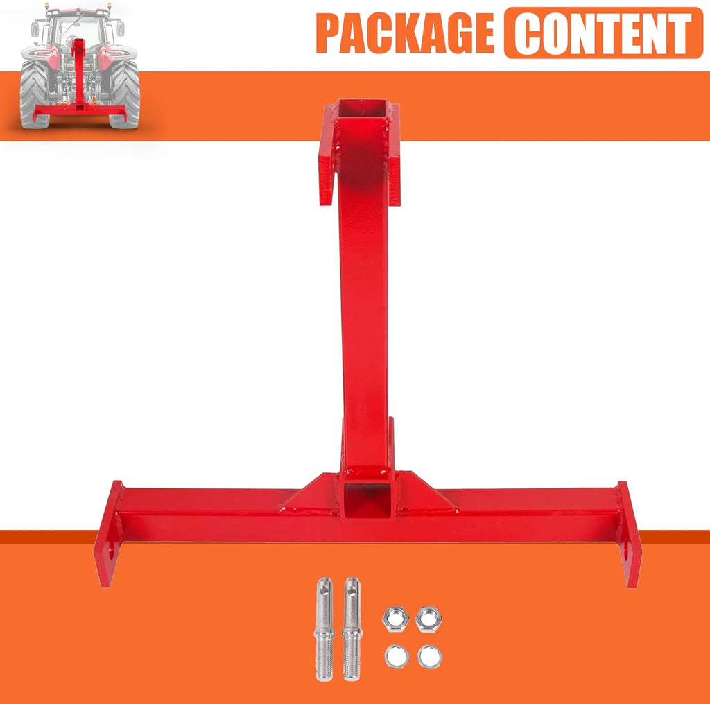 ECOTRIC 3 Point 2" Receiver Trailer Hitch Tractor Drawbar Adapter Red B72759