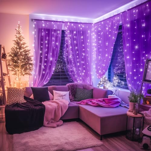 JMEXSUSS 300 LED Remote Control Christmas Curtain Lights, Warm White V64841
