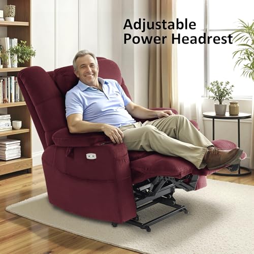 MCombo Large Triple Motor Power Lift Recliner Chair with Massage and Dual Heating, Grey D316
