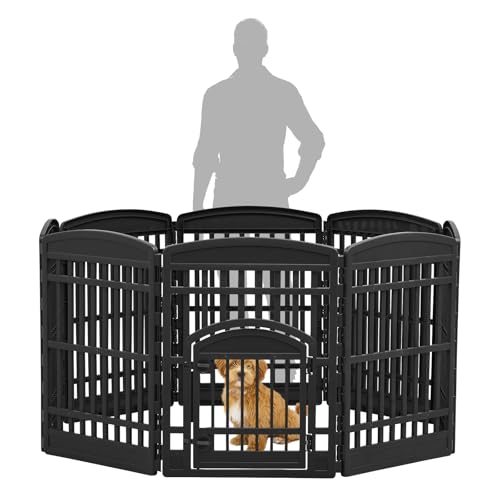 IRIS USA 34" 8-Panel Dog Playpen with Door, Black N326