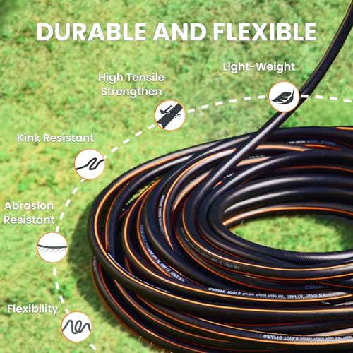 Giraffe Tools Garden Hose 100ft x 5/8", Heavy Duty Flexible Hybrid Hose Q38065