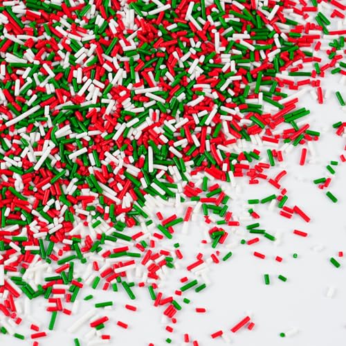 Christmas Sprinkles Bulk 1 lb - Red White Green Round Baking Toppings O347849