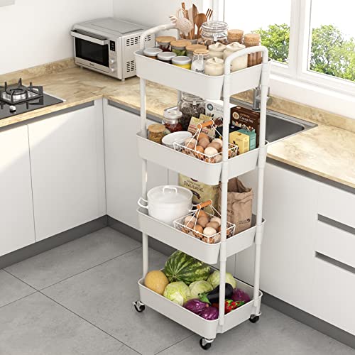 Sywhitta 3-Tier Plastic Rolling Utility Cart with Handle, Black F220270