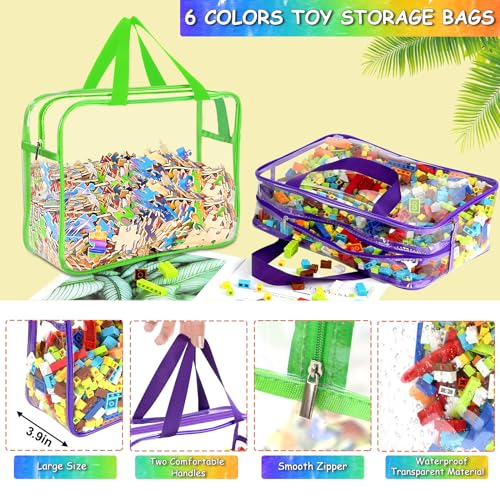 6 Packs Large Toy Storage Bags with Labels, Clear PVC Organizer with Zipper W66156