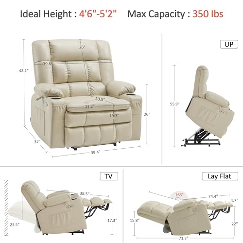 MCombo Dual Motor Power Lift Recliner Chair for Elderly with Heat and Massage, Black E570141