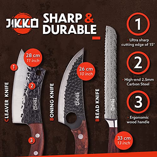 Jikko 67 Layers Carbon Steel Japanese Knife Set with Wood Handles, 6 Pieces L7977
