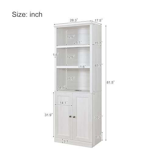 Merax Twin Murphy Bed with Storage Bookshelf and USB Charging, Rustic White U191604