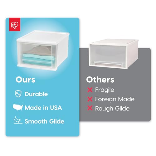 IRIS USA 17 Qt Plastic Drawer Storage Organizer, 4-Pack, White T2447