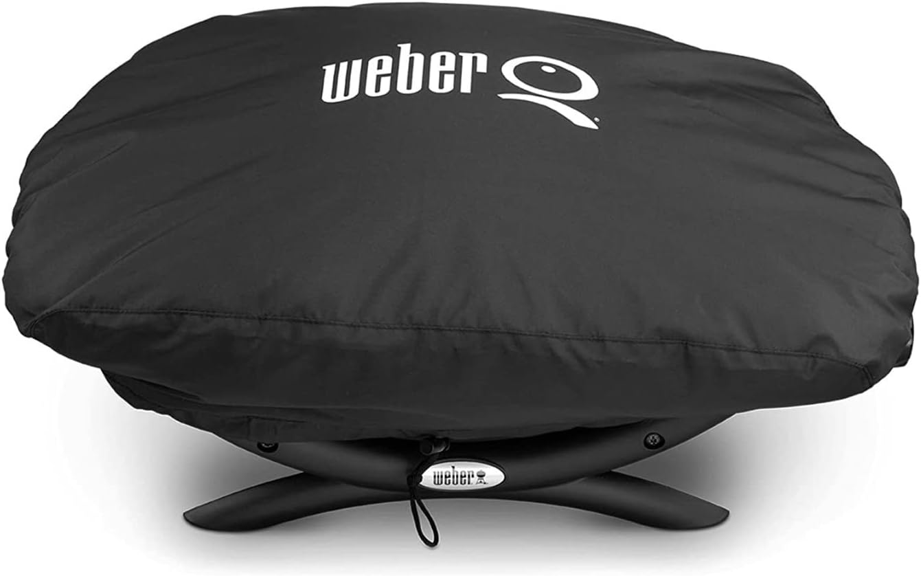 Weber Q 1200 Gas Grill Bundle with Portable Cart and Grill Cover L81315
