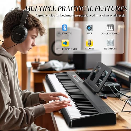 Ktaxon Weighted Keyboard Piano 88 Keys Digital Piano with Stand, Bag, Pedal, Headphones and MIDI Bluetooth M8426