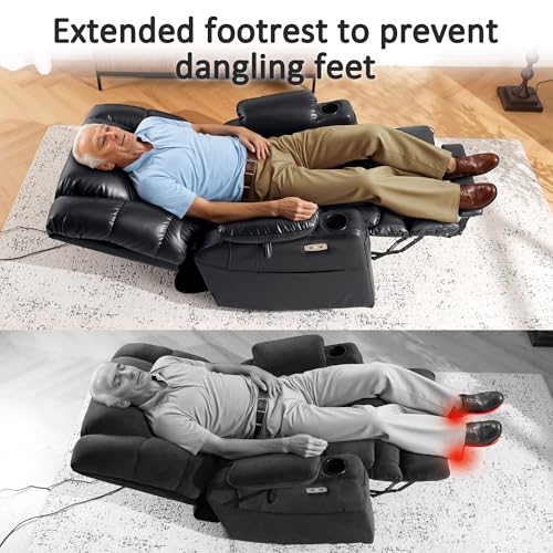 MCombo Large Triple Motor Power Lift Recliner Chair with Massage and Dual Heating, Faux Leather, Dark Brown X979