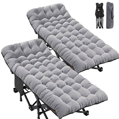 ABORON Folding Camping Cot with Mat for Adults, Heavy Duty Outdoor Bed with Carry Bag C211720