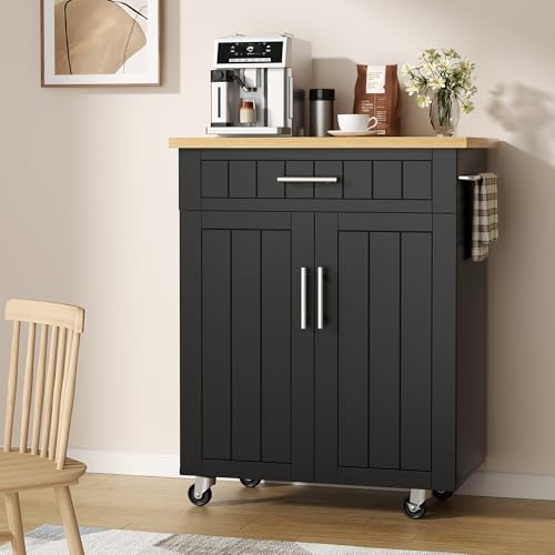 Shintenchi Kitchen Island Cart with Storage on Wheels, White V99091