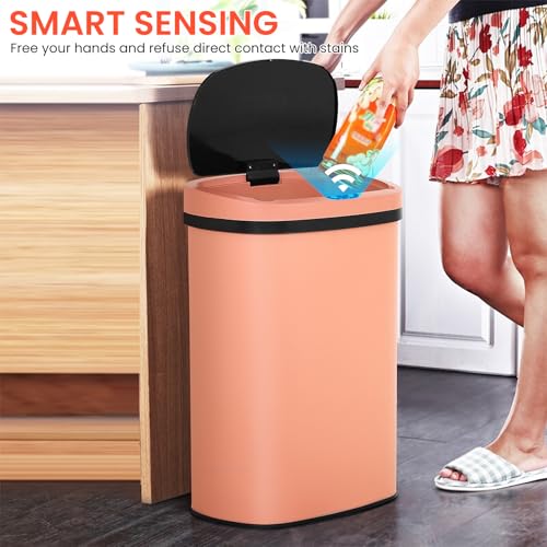 BLKMTY 13-Gallon Stainless Steel Touchless Trash Can with Lid A62473