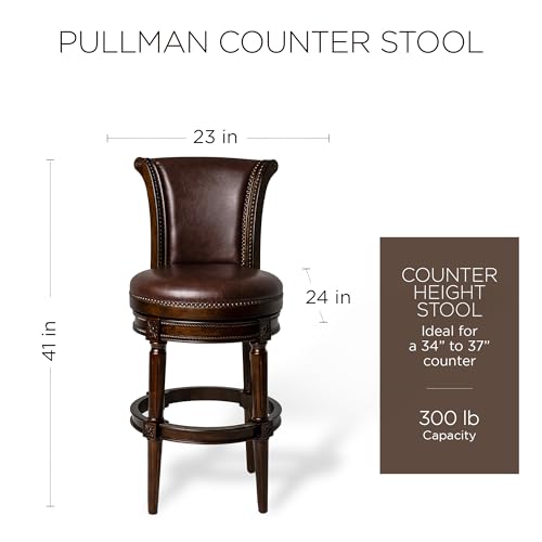 Maven Lane Pullman 26 Inch Counter Height Upholstered Barstool with Back, Set of 2 O936
