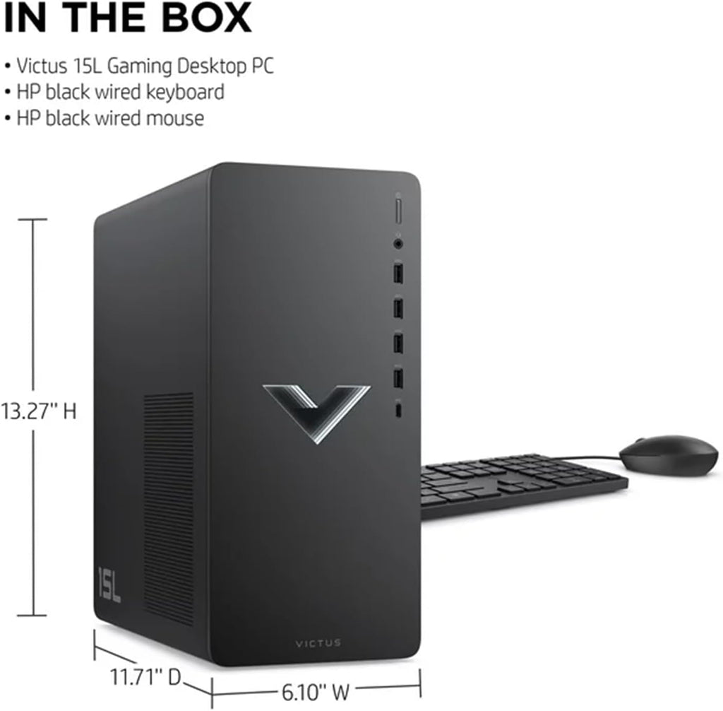 HP Victus Gaming Tower Desktop, AMD Ryzen 5 5600G, RX 6400, 16GB RAM, 512GB SSD, Windows 11 Home E9611