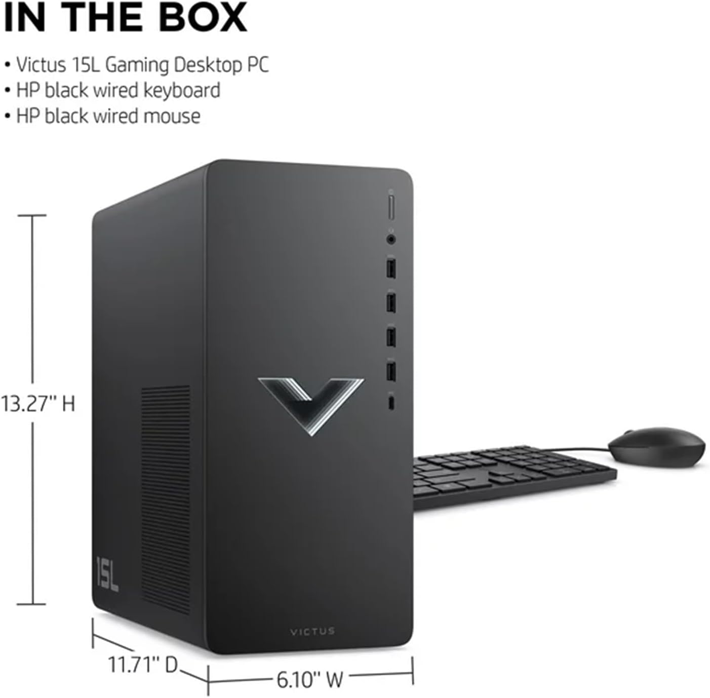 HP Victus Gaming Tower Desktop, AMD Ryzen 5 5600G, RX 6400, 16GB RAM, 512GB SSD, Windows 11 Home E9611