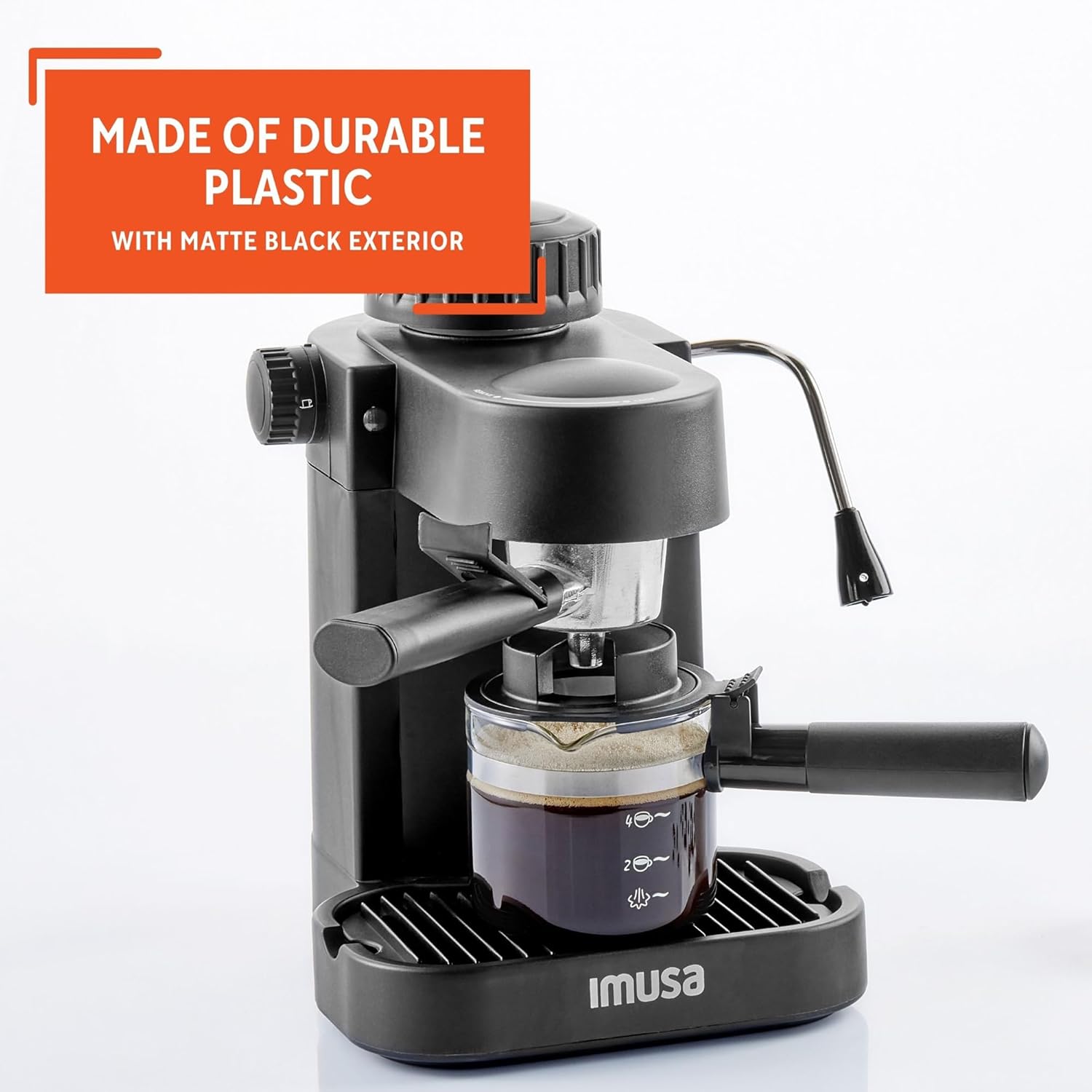 IMUSA GAU-18202 4 Cup Espresso/Cappuccino Maker, Black I50077