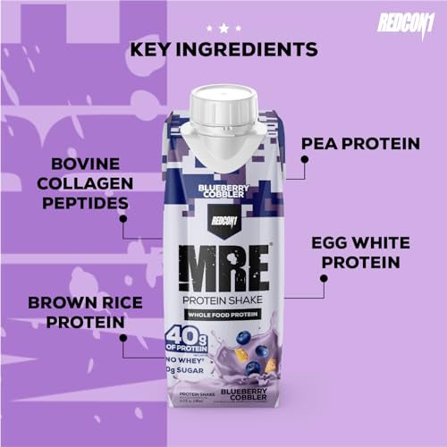 REDCON1 MRE Ready to Drink Protein Shakes, Cookies & Cream - Lactose + Whey Free RTD, 12 Pack Y377913