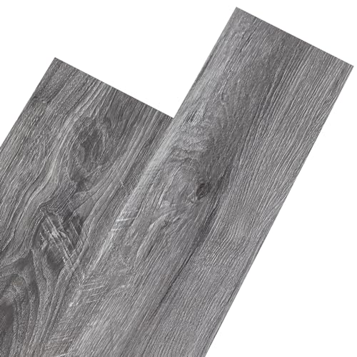 Self Adhesive Vinyl Flooring Planks Wood Effect Waterproof Grey 36pcs U963416