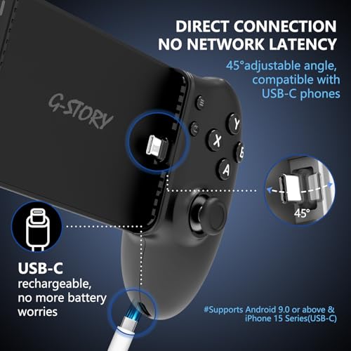 G-STORY Mobile Gaming Controller USB-C Wired & Bluetooth for Android, Dual Hall Joysticks R841650