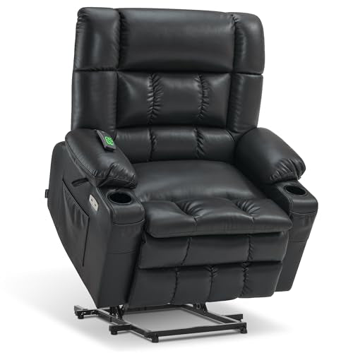 MCombo Dual Motor Power Lift Recliner Chair for Elderly with Heat and Massage, Black E570141