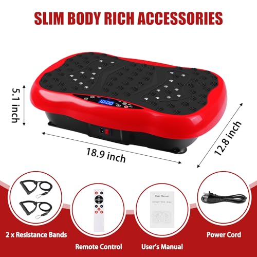 Vibration Plate Exercise Machine for Full Body Fitness with Resistance Bands and Remote F93086