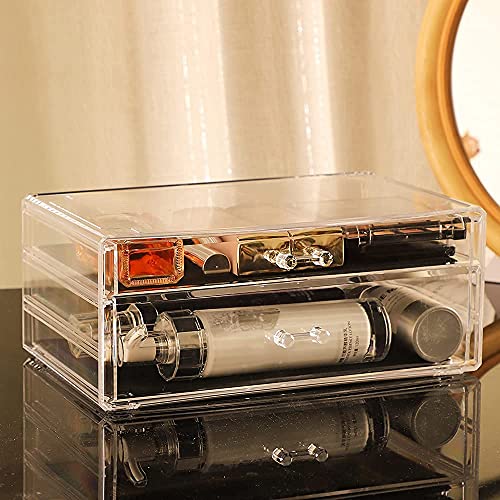 Cq Acrylic Clear Makeup Organizer with 8 Drawers, Set of 3 F22446