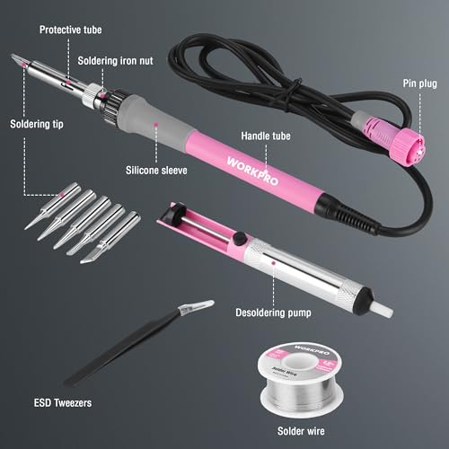 WORKPRO Soldering Station 60W Digital Display Soldering Iron Kit with 5 Extra Tips R91490