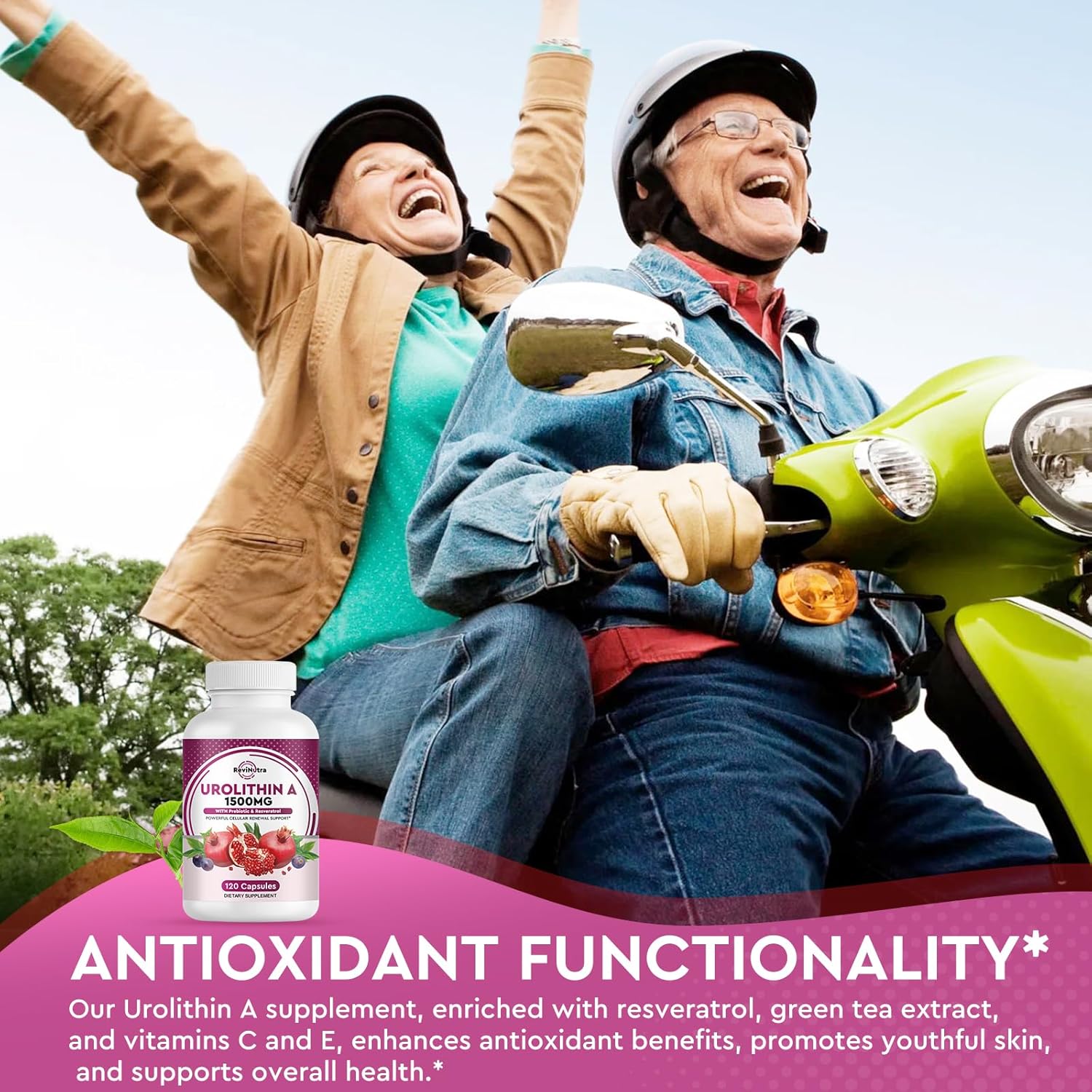 Urolithin A Supplement 1000 mg with Trans-Resveratrol, 120 Capsules B265186