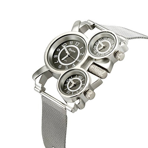 OCT17 Men's Military Quartz Analog Wrist Watch with Stainless-Steel Mesh Strap X67952