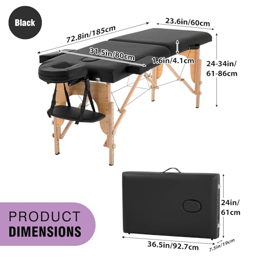 BestMassage Portable Massage Table 28 inch Folding Spa Bed with Bag X618857