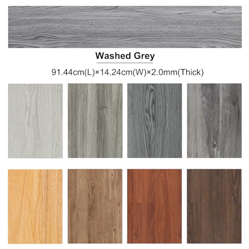Self Adhesive Vinyl Flooring Planks Wood Effect Waterproof Grey 36pcs U963416