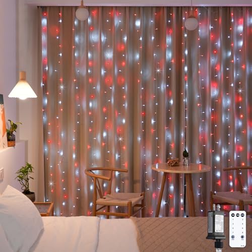 JMEXSUSS 300 LED Remote Control Christmas Curtain Lights, Warm White V64841