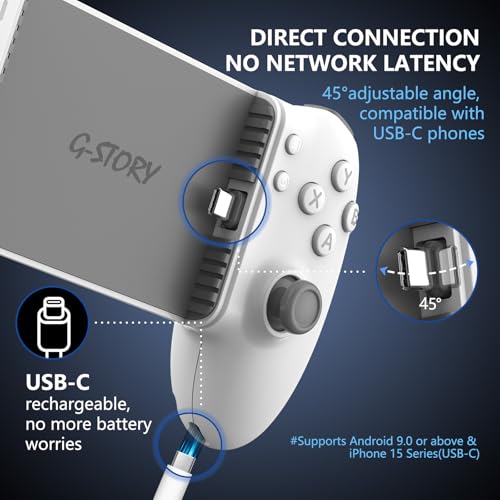 G-STORY Mobile Gaming Controller USB-C Wired & Bluetooth for Android, Dual Hall Joysticks R841650