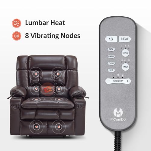MCombo Dual Motor Power Lift Recliner Chair for Elderly with Heat and Massage, Black E570141