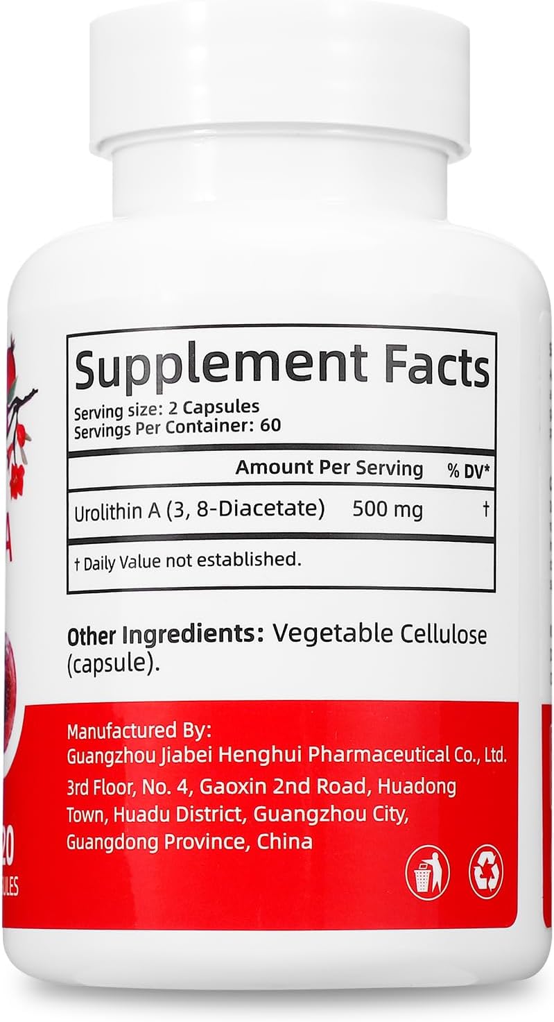 Urolithin A Supplement 500mg - 120 Vegan Capsules L654