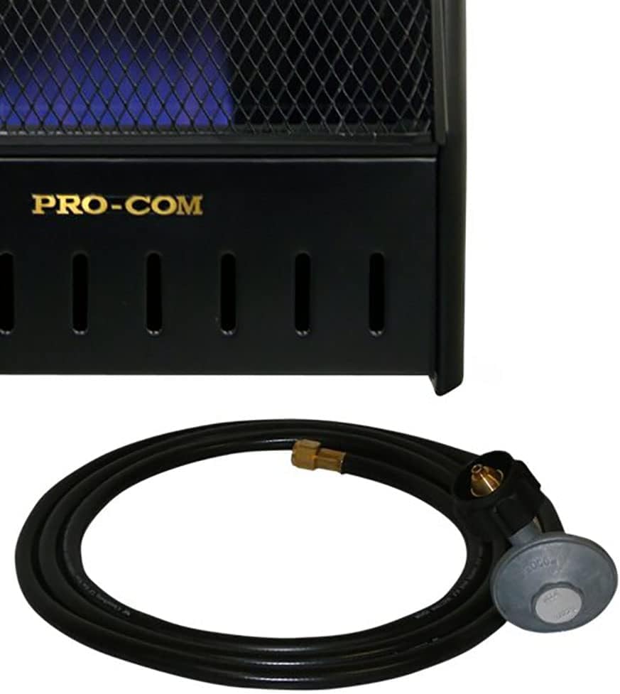 ProCom ML100TBAHR Ventless Propane Gas Blue Flame Space Heater with Thermostat, 10000 BTU, Wall Mount, Black J474983