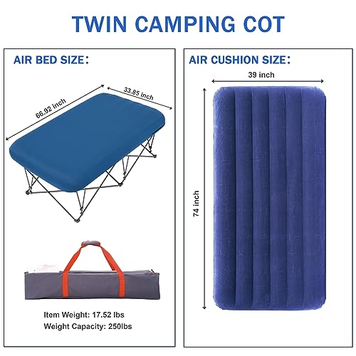 KAMPKEEPER Folding Camping Cot with Inflatable Air Mattress and Carry Bag M949