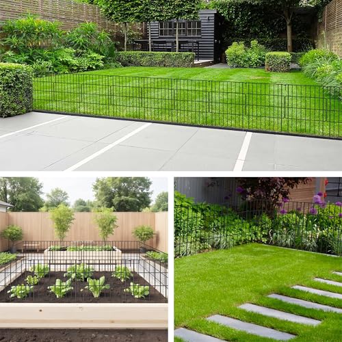 Animal Barrier Fence 17in x 10.6ft, No Dig Rustproof Metal Garden Border, 10 Pack Q1374